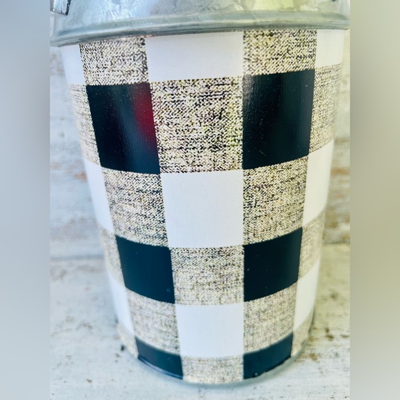 *Black & White Buffalo Check Milk Can, Small 8” - Picture 9 of 13